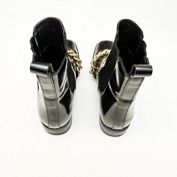 Jeffrey Campbell Emrys Chelsea Boot Black Leather Patent Gold Chains Size 6 - Picture 2 of 6